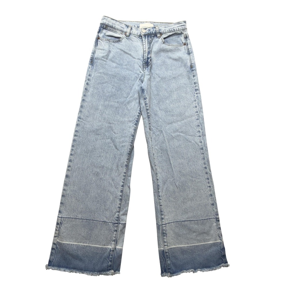 Habitual Wide Leg Jeans Womens 2/26‎ Blue Light Wash High Rise Raw Hem 26.5in